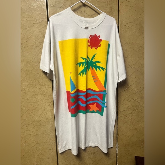 Source Unknown Tops - Vintage Sun And Fun 2x Oversized Tshirt  Pj Swim Cover Up